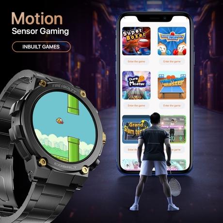 Fire-Boltt Cobalt 3.63 cm (1.43 inch) AMOLED Display, BT Call, 300+ Sports Modes, 4 GB Storage, IP67 Smartwatch, Black Gold-6