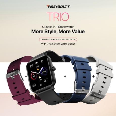 Fire-Boltt Trio 4.64 cm (1.83 inches) Smartwatch with 3 Free Straps-1