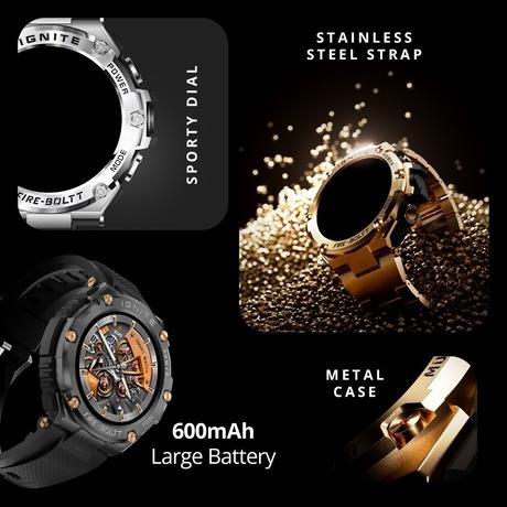 Fire-Boltt ASSAULT Smart Watch, 3.81 cm (1.5 inch) BT Calling, Round Touch Display, Outdoor Rugged Durable Design, 6 Menu UI Styles, In Built Compass, 150+ Sports Modes, Music Play, Health Suite, Black Steel-5