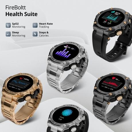 Fire-Boltt ASSAULT Smart Watch, 3.81 cm (1.5 inch) BT Calling, Round Touch Display, Outdoor Rugged Durable Design, 6 Menu UI Styles, In Built Compass, 150+ Sports Modes, Music Play, Health Suite, Black Steel-6