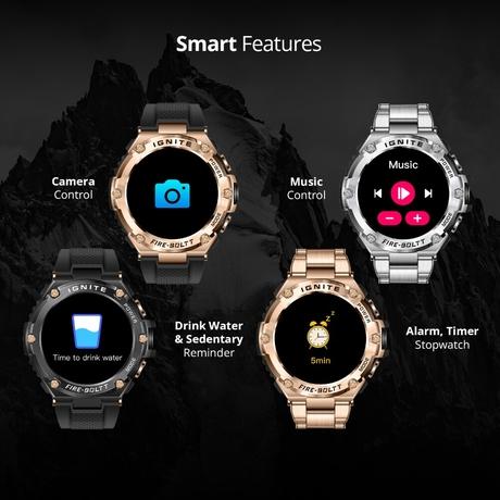 Fire-Boltt ASSAULT Smart Watch, 3.81 cm (1.5 inch) BT Calling, Round Touch Display, Outdoor Rugged Durable Design, 6 Menu UI Styles, In Built Compass, 150+ Sports Modes, Music Play, Health Suite, Black Steel-8