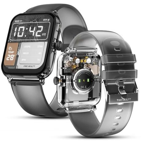 Fire-Boltt Ninja Phantom Smart Watch 46.4 mm (1.83 inch) Display, Transparent Clear Body Design, Bluetooth Calling, 120+ Sports Modes, Voice Assistant, AI Outfit Watch Face Smartwatch for Men & Women (Black Smoke)-0
