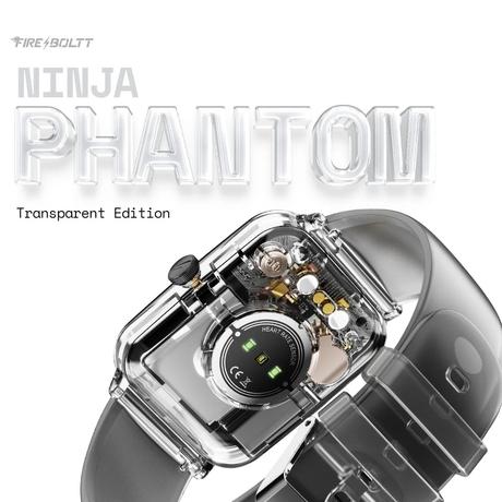Fire-Boltt Ninja Phantom Smart Watch 46.4 mm (1.83 inch) Display, Transparent Clear Body Design, Bluetooth Calling, 120+ Sports Modes, Voice Assistant, AI Outfit Watch Face Smartwatch for Men & Women (Black Smoke)-1