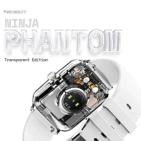 Fire-Boltt Ninja Phantom Smart Watch 46.4 mm (1.83 inch) Display, Transparent Clear Body Design, Bluetooth Calling, 120+ Sports Modes, Voice Assistant, AI Outfit Watch Face Smartwatch for Men & Women (Frost White)-1