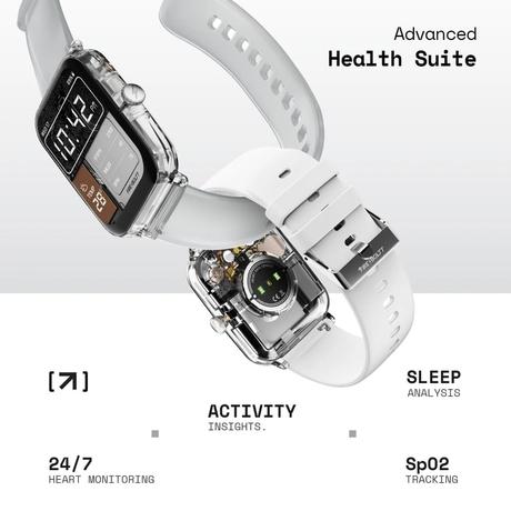 Fire-Boltt Ninja Phantom Smart Watch 46.4 mm (1.83 inch) Display, Transparent Clear Body Design, Bluetooth Calling, 120+ Sports Modes, Voice Assistant, AI Outfit Watch Face Smartwatch for Men & Women (Frost White)-8