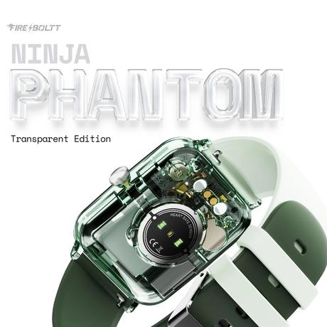 Fire-Boltt Ninja Phantom Smart Watch 46.4 mm (1.83 inch) Display, Transparent Clear Body Design, Bluetooth Calling, 120+ Sports Modes, Voice Assistant, AI Outfit Watch Face Smartwatch for Men & Women (Shadow Olive)-1