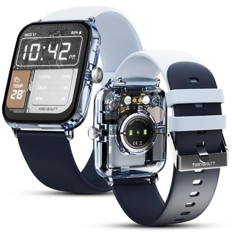 Fire-Boltt Ninja Phantom Smart Watch 46.4 mm (1.83 inch) Display, Transparent Clear Body Design, Bluetooth Calling, 120+ Sports Modes, Voice Assistant, AI Outfit Watch Face Smartwatch for Men & Women (Stealth Navy)-0