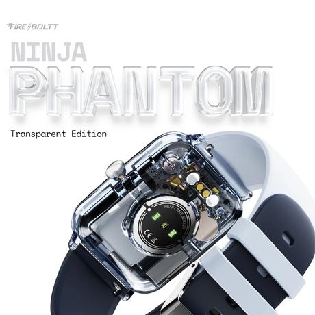 Fire-Boltt Ninja Phantom Smart Watch 46.4 mm (1.83 inch) Display, Transparent Clear Body Design, Bluetooth Calling, 120+ Sports Modes, Voice Assistant, AI Outfit Watch Face Smartwatch for Men & Women (Stealth Navy)-1