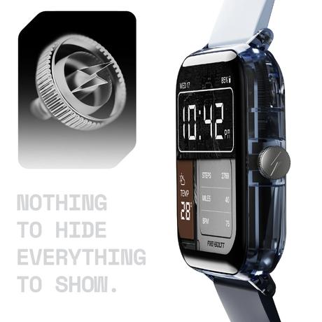 Fire-Boltt Ninja Phantom Smart Watch 46.4 mm (1.83 inch) Display, Transparent Clear Body Design, Bluetooth Calling, 120+ Sports Modes, Voice Assistant, AI Outfit Watch Face Smartwatch for Men & Women (Stealth Navy)-4