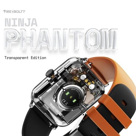 Fire-Boltt Ninja Phantom Smart Watch 46.4 mm (1.83 inch) Display, Transparent Clear Body Design, Bluetooth Calling, 120+ Sports Modes, Voice Assistant, AI Outfit Watch Face Smartwatch for Men & Women (Blaze Orange)-1