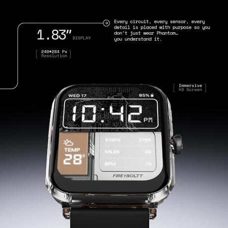 Fire-Boltt Ninja Phantom Smart Watch 46.4 mm (1.83 inch) Display, Transparent Clear Body Design, Bluetooth Calling, 120+ Sports Modes, Voice Assistant, AI Outfit Watch Face Smartwatch for Men & Women (Blaze Orange)-6