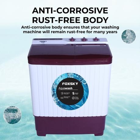 Foxsky 7 Kg Top Loading Semi-Automatic Washing Machine with 3D Scrub Technology, Aqua Wash, Maroon-3
