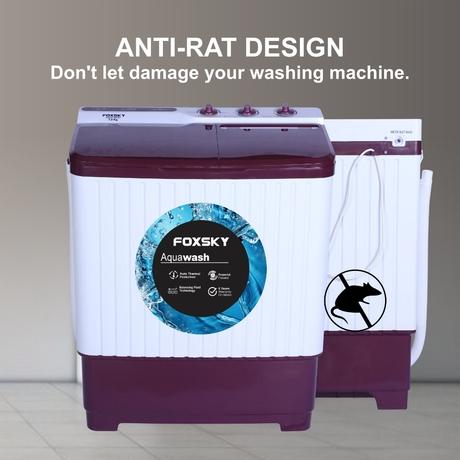 Foxsky 7 Kg Top Loading Semi-Automatic Washing Machine with 3D Scrub Technology, Aqua Wash, Maroon-4