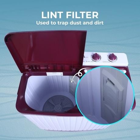Foxsky 7 Kg Top Loading Semi-Automatic Washing Machine with 3D Scrub Technology, Aqua Wash, Maroon-5