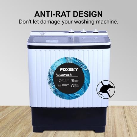Foxsky 8 Kg Top Loading Semi-Automatic Washing Machine with 3D Scrub Technology, Aqua Wash, Maroon-4