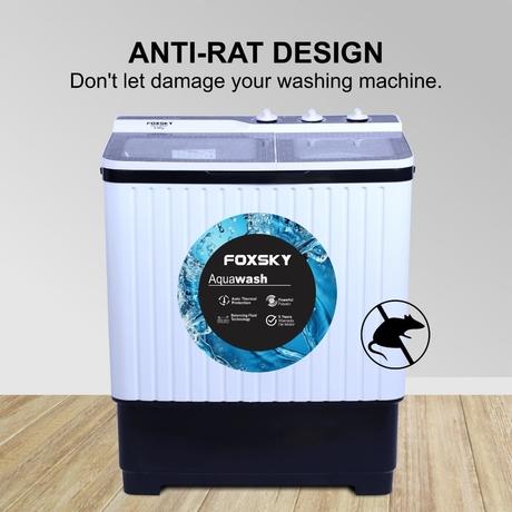 Foxsky 8 Kg Top Loading Semi-Automatic Washing Machine with 3D Scrub Technology, Aqua Wash, Maroon-4