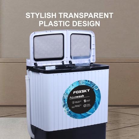 Foxsky 8 Kg Top Loading Semi-Automatic Washing Machine with 3D Scrub Technology, Aqua Wash, Maroon-5