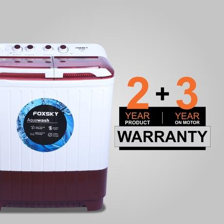 Foxsky 9.5 Kg Top Loading Semi-Automatic Washing Machine with 3D Scrub Technology, Aqua Wash, Maroon-5