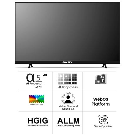 Foxsky 109.22 cm (43 inch) 4K Smart WebOS LED TV Edition with A5 AI Processor and 60 Hz Refresh Rate, Magic remote capability, 43FSWEBOS 2024-2