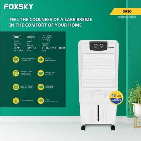 Buy Foxsky Oreo 48 L Personal Air Cooler with Honeycomb Cooling