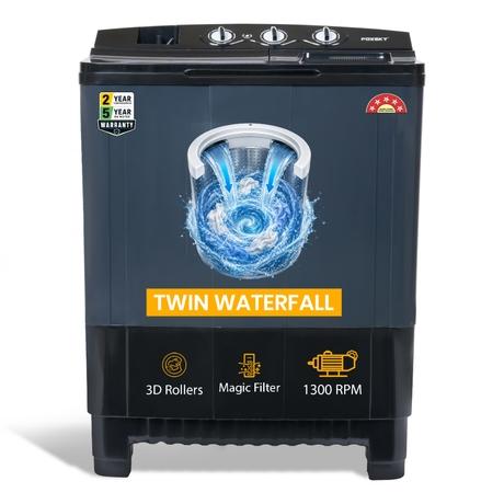 Foxsky 8.2 kg Semi Automatic Top Load Washing Machine with 3D Scrub Technology, Aqua Wash, Black (AW8200SATL)-0