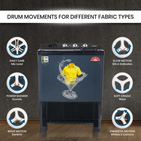 Foxsky 8.2 kg Semi Automatic Top Load Washing Machine with 3D Scrub Technology, Aqua Wash, Black (AW8200SATL)-6