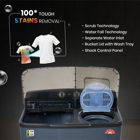 Foxsky 8.2 kg Semi Automatic Top Load Washing Machine with 3D Scrub Technology, Aqua Wash, Black (AW8200SATL)-8