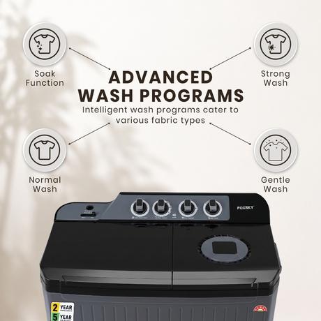 Foxsky 11 kg Semi Automatic Top Load Washing Machine with 3D Scrub Technology, Aqua Wash, Grey (AW1100SATL)-2