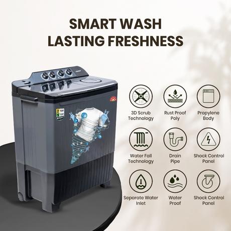 Foxsky 11 kg Semi Automatic Top Load Washing Machine with 3D Scrub Technology, Aqua Wash, Grey (AW1100SATL)-7