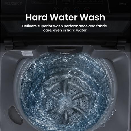 Foxsky 8 kg Top Load washing Machine, 5 Star Pure Wash with Stainless Steel Drum, Double Waterfall, Magic Filter and Multiple Wash Programs, 3D Rollers Technology, Collar Scrubber, Turbo Dry Technology, Fully Automatic Top Load Grey (AW8000FATL)-3