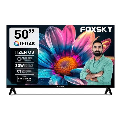 Foxsky 127 cm (50 inch) 4K Ultra HD QLED Smart Tizen TV with Dolby Audio (50FS TIZEN) 2026, Black-0