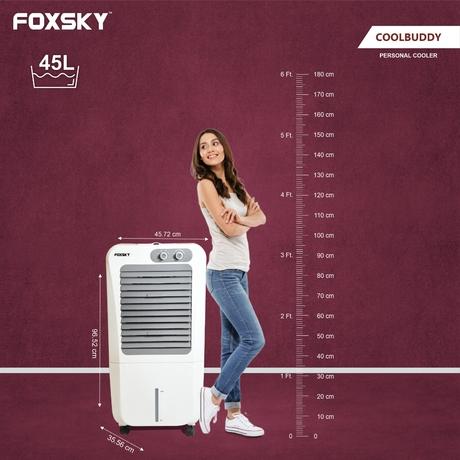 Foxsky Coolbuddy 45 L Personal Air Cooler with Honeycomb Cooling Pads, 100% Copper Motor-4