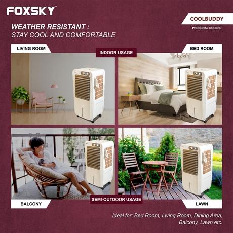 Foxsky Coolbuddy 45 L Personal Air Cooler with Honeycomb Cooling Pads, 100% Copper Motor-5