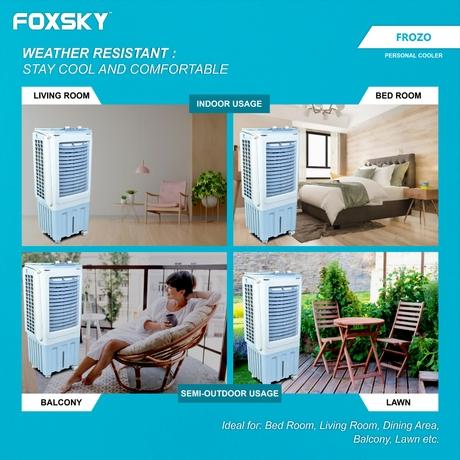 Foxsky Frozo 55 L Personal Air Cooler with Honeycomb Cooling Pads, 100% Copper Motor-5