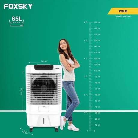 Foxsky Polo 65 L Desert Air Cooler with Honeycomb Cooling Pads, 100% Copper Motor-4