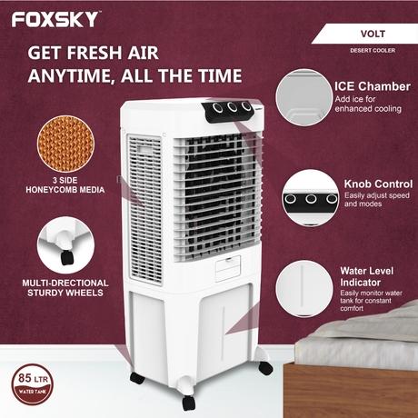 Foxsky Volt 85 L Desert Air Cooler with Honeycomb Cooling Pads, 100% Copper Motor-2