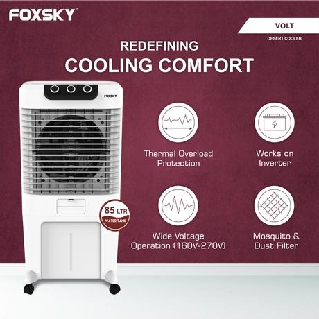Foxsky Volt 85 L Desert Air Cooler with Honeycomb Cooling Pads, 100% Copper Motor-3