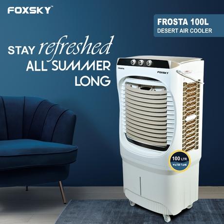 Foxsky Frosta 100 L Desert Air Cooler with Honeycomb Cooling Pads, 100% Copper Motor-1