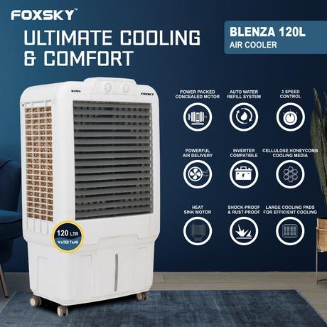 Foxsky Blenza 120 L Desert Air Cooler with Honeycomb Cooling Pads, 100% Copper Motor-2