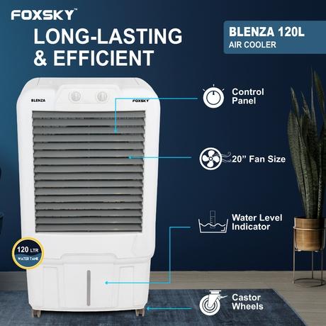 Foxsky Blenza 120 L Desert Air Cooler with Honeycomb Cooling Pads, 100% Copper Motor-4