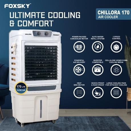 Foxsky Chillora 170 L Desert Air Cooler with Honeycomb Cooling Pads, 100% Copper Motor-2