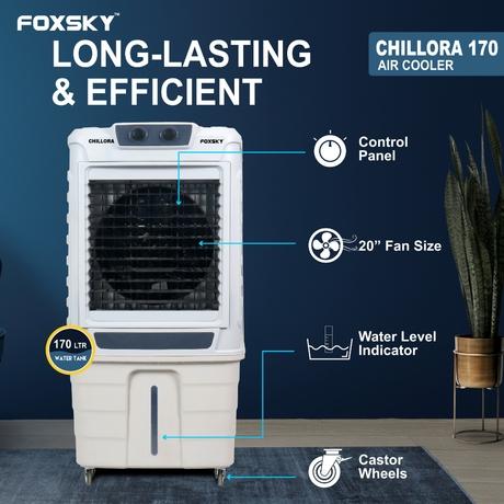Foxsky Chillora 170 L Desert Air Cooler with Honeycomb Cooling Pads, 100% Copper Motor-4