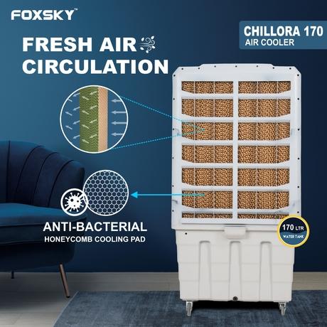 Foxsky Chillora 170 L Desert Air Cooler with Honeycomb Cooling Pads, 100% Copper Motor-5