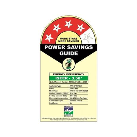 General 1.2 Ton 4 Star Inverter Window Air Conditioner, AFGB14CHWA-B-1