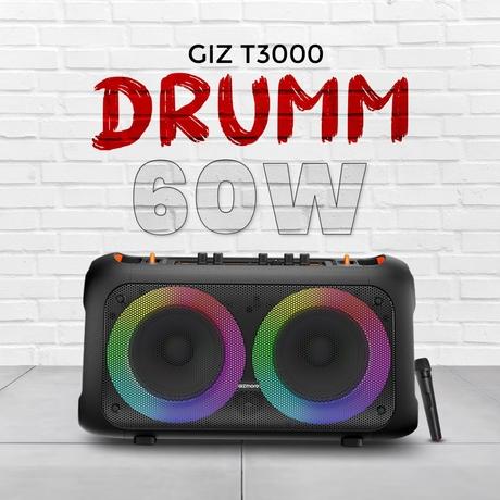 GIZmore Trolley T3000 DRUMM 60 Watts Bluetooth Portable Party Speaker-1