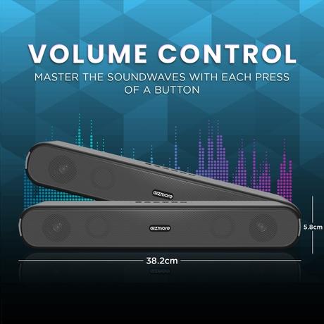 GIZMORE 1600Ultra 16 W RMS Bluetooth Soundbar Upto 10 Hours Playtime with TWS Function, Multi Connectivity BT v5.3, AUX, USB, SD Card-5