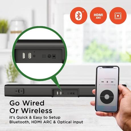 GIZMORE BAR6000 60 W RMS Wired Soundbar with 360 Degree Surround Sound & Extra Deep Bass Subwoofer, Wall Mounted, Multi Connectivity & Remote Control connect with Mobile TV/PC and Projector-2
