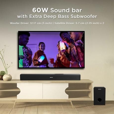 GIZMORE BAR6000 60 W RMS Wired Soundbar with 360 Degree Surround Sound & Extra Deep Bass Subwoofer, Wall Mounted, Multi Connectivity & Remote Control connect with Mobile TV/PC and Projector-5