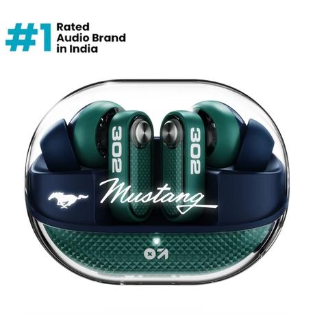 GOBOULT Mustang Sprint ANC Best TWS Earbuds with official Mustang Partnership 60 hours playtime, 32 dB ANC & 45 ms Low Latency Gaming, Nitro Green-0