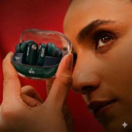 GOBOULT Mustang Sprint ANC Best TWS Earbuds with official Mustang Partnership 60 hours playtime, 32 dB ANC & 45 ms Low Latency Gaming, Nitro Green-4